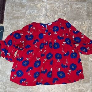 Liz Claiborne Red Floral Top